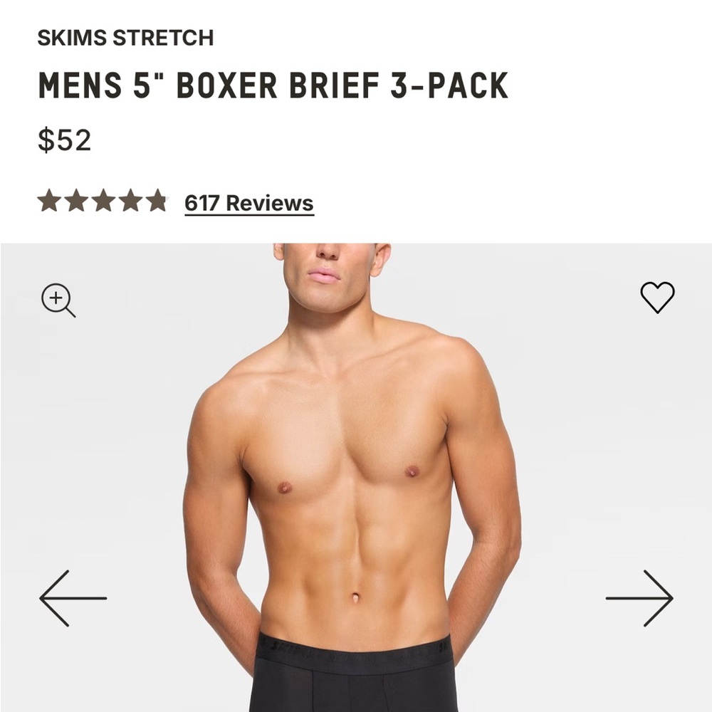 SKIMS Stretch Men's Black Boxer Brief 3-Pack
